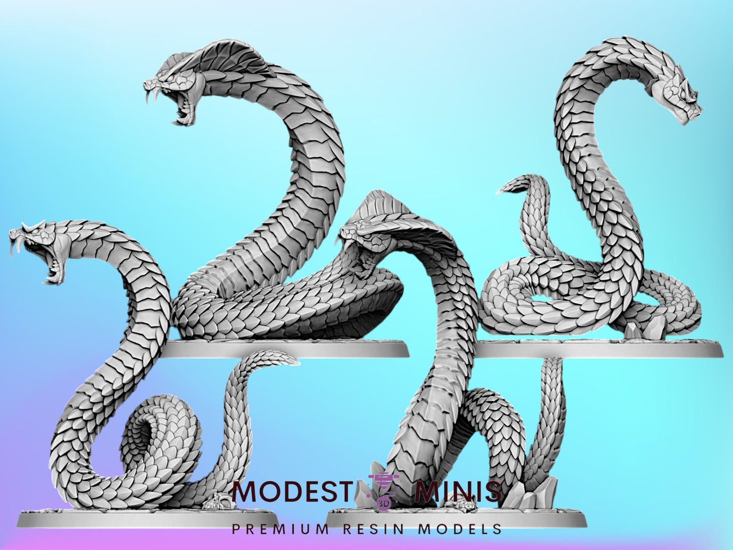 Giant Snakes | 28mm - 75mm Scale Resin Minis | DnD | Frostgrave Artisan Maneater Nagarot