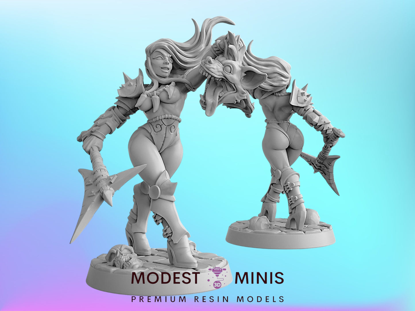 Perris Gnollslayer Pinup | 28mm - 75mm Scale Resin Minis | DnD | Frostgrave Artisan Guild Bonegnashers
