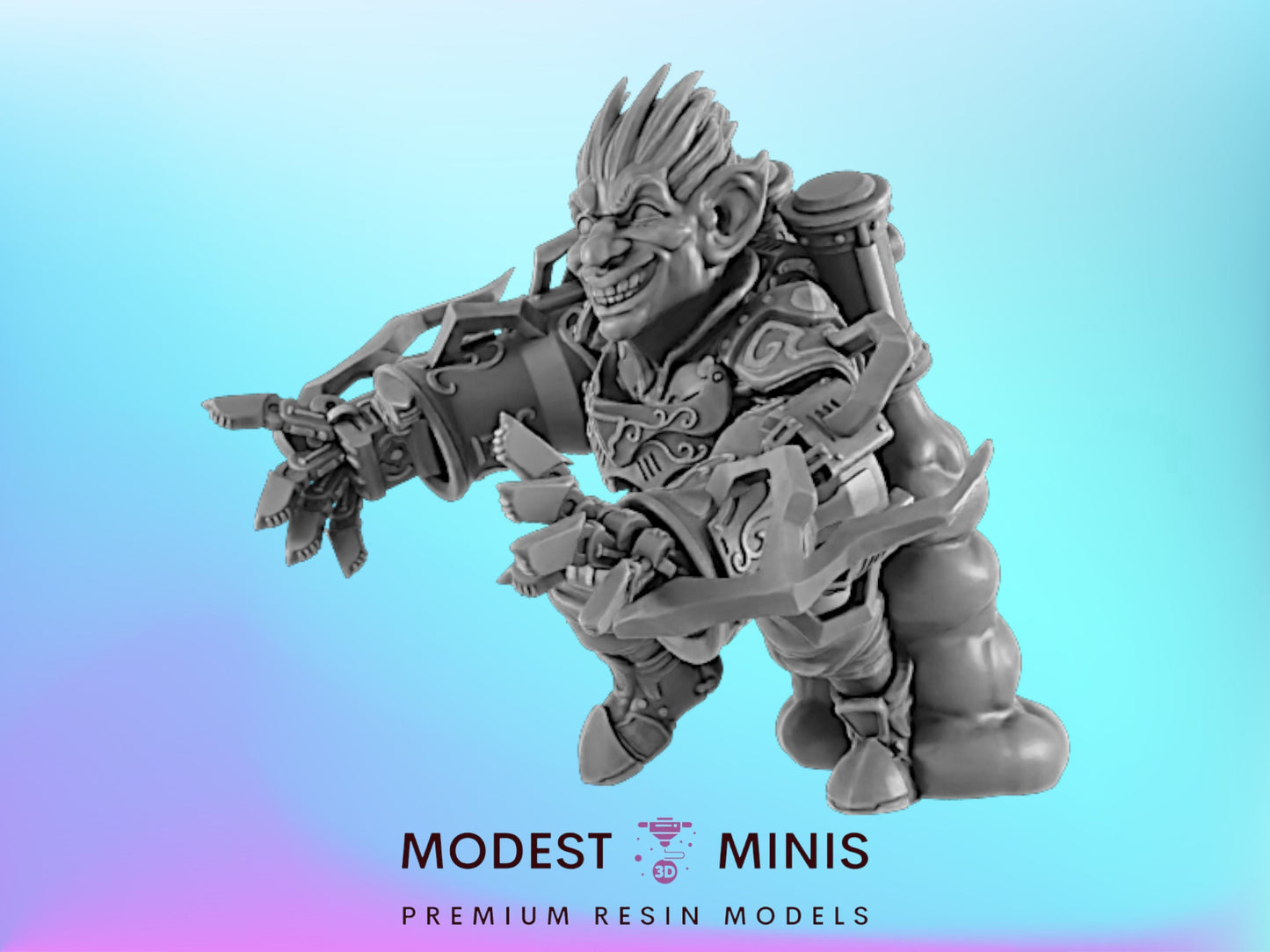 Gnome Evil Scientist | 25mm to 100mm Steampunk Mini | DnD | EC3D