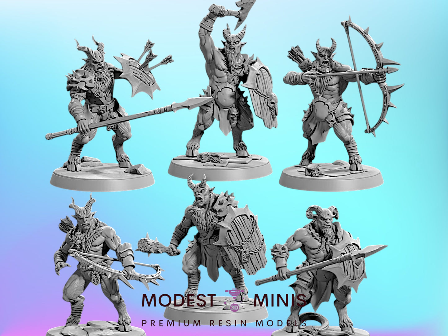 Half Gobor Marauders | 28mm - 75mm Scale Resin Minis | DnD | Frostgrave Artisan Guild Rise of the Beastmen