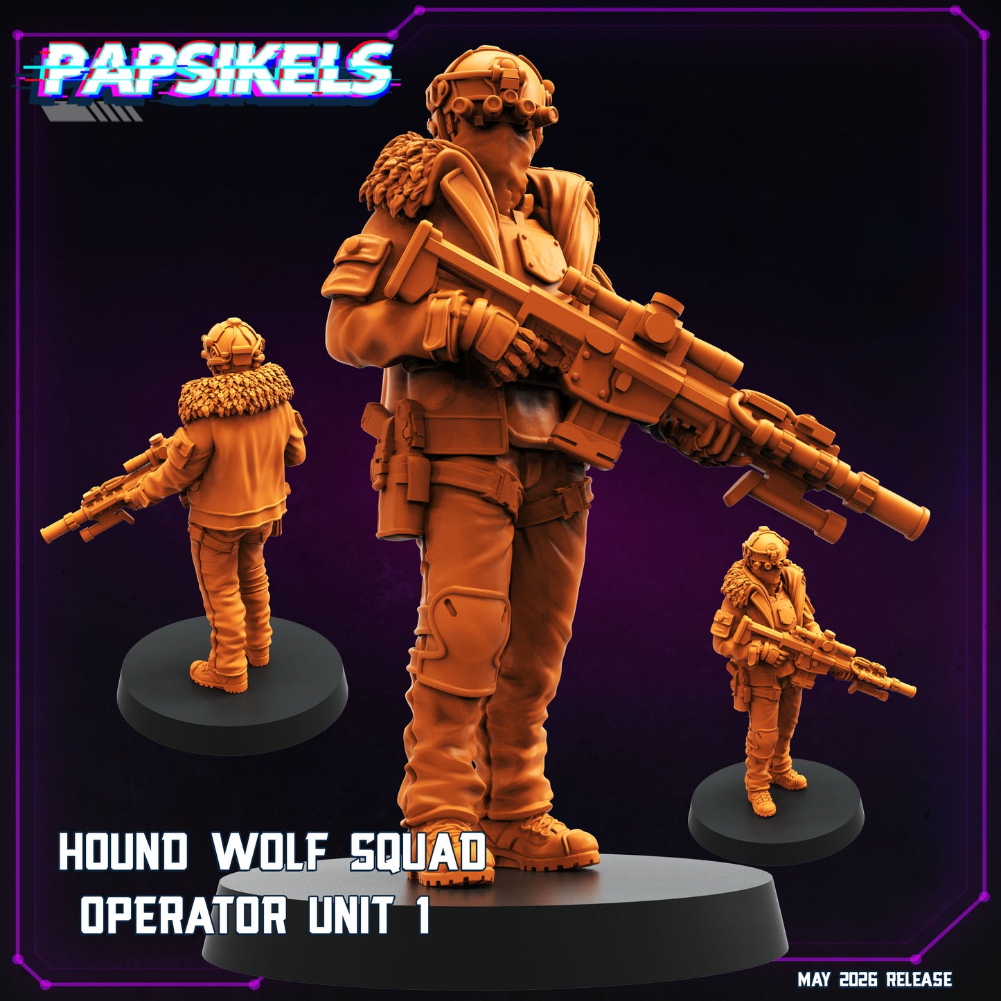 Hound Wolf Squad Operators Set 1 -32mm Scale Cyberpunk | Papsikels