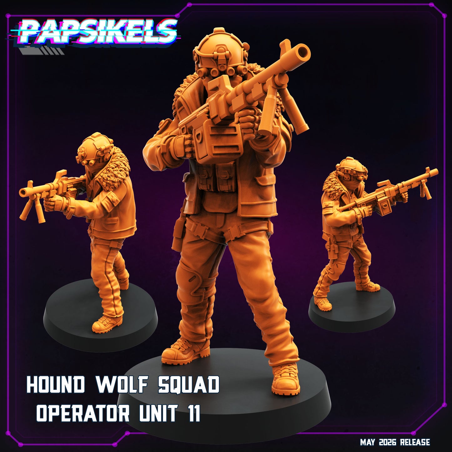 Hound Wolf Squad Operators Set 3 -32mm Scale Cyberpunk | Papsikels