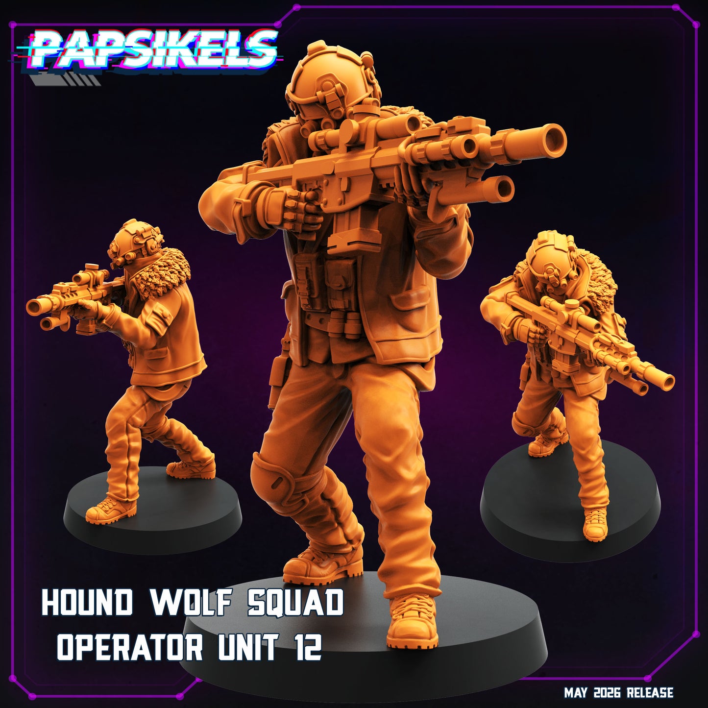 Hound Wolf Squad Operators Set 3 -32mm Scale Cyberpunk | Papsikels