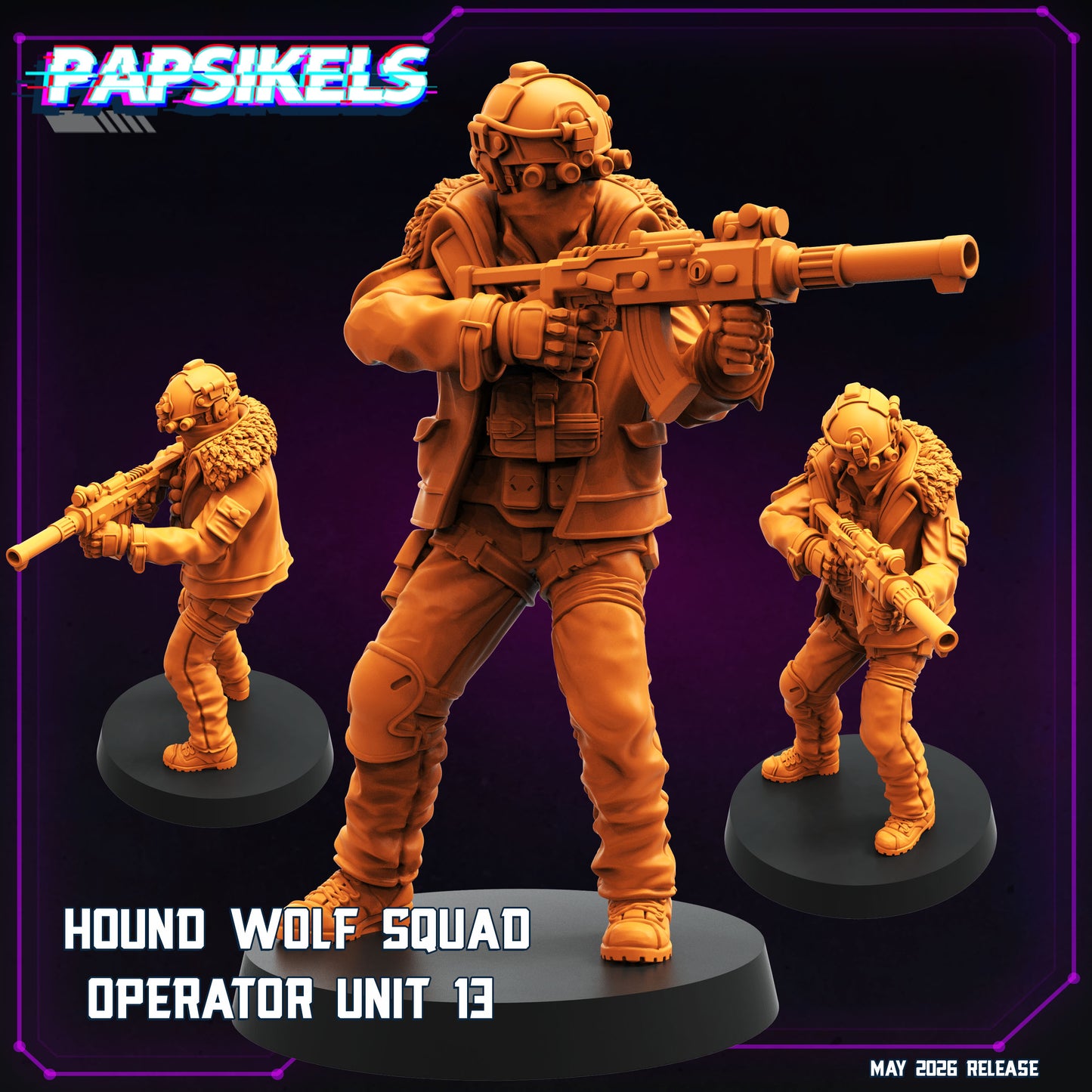 Hound Wolf Squad Operators Set 3 -32mm Scale Cyberpunk | Papsikels