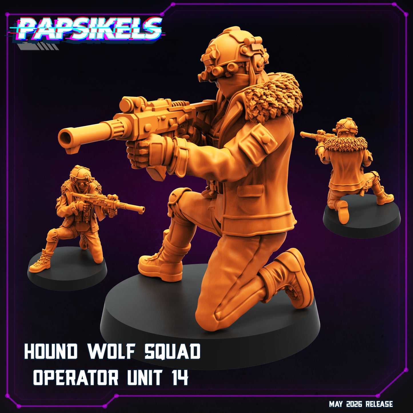 Hound Wolf Squad Operators Set 3 -32mm Scale Cyberpunk | Papsikels