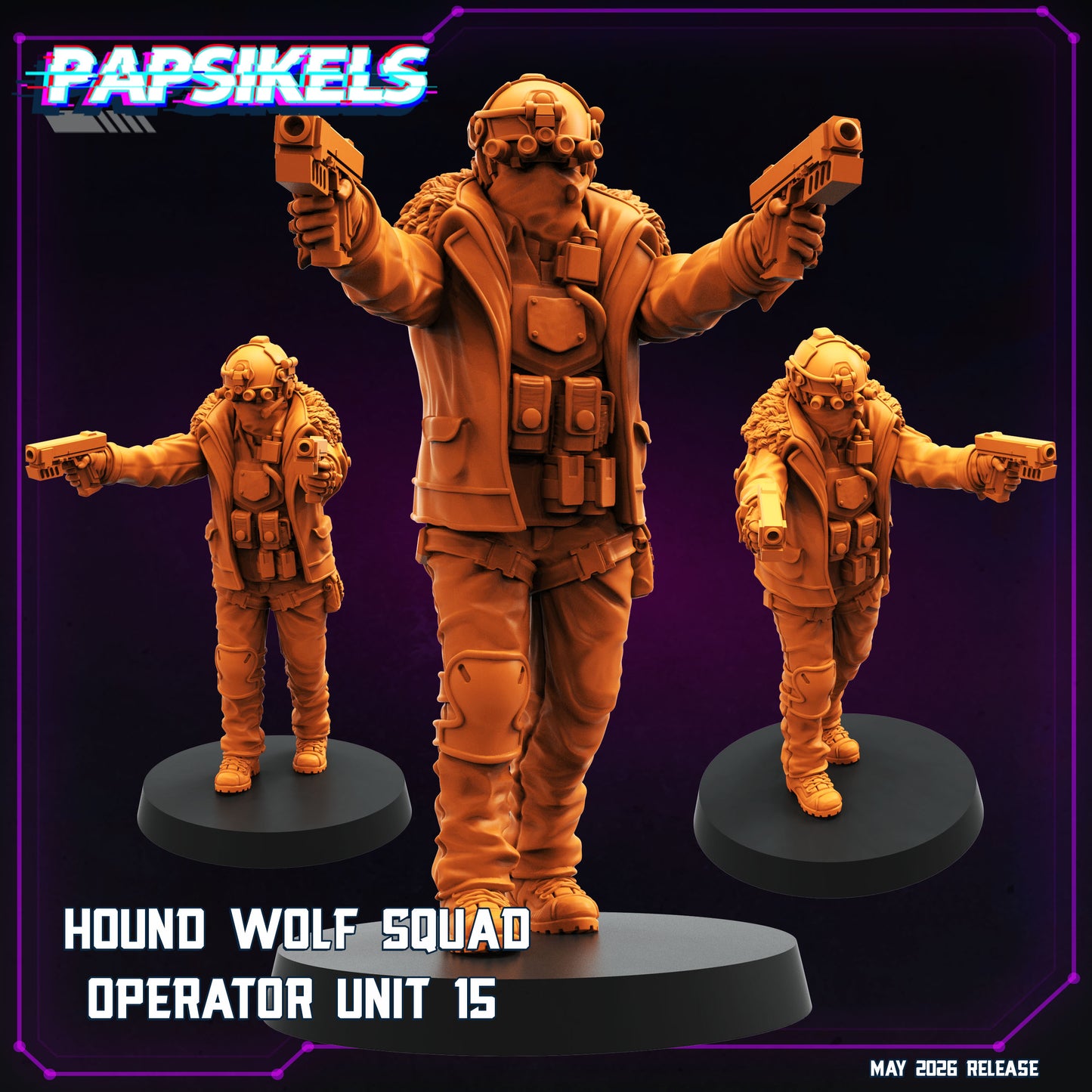 Hound Wolf Squad Operators Set 3 -32mm Scale Cyberpunk | Papsikels