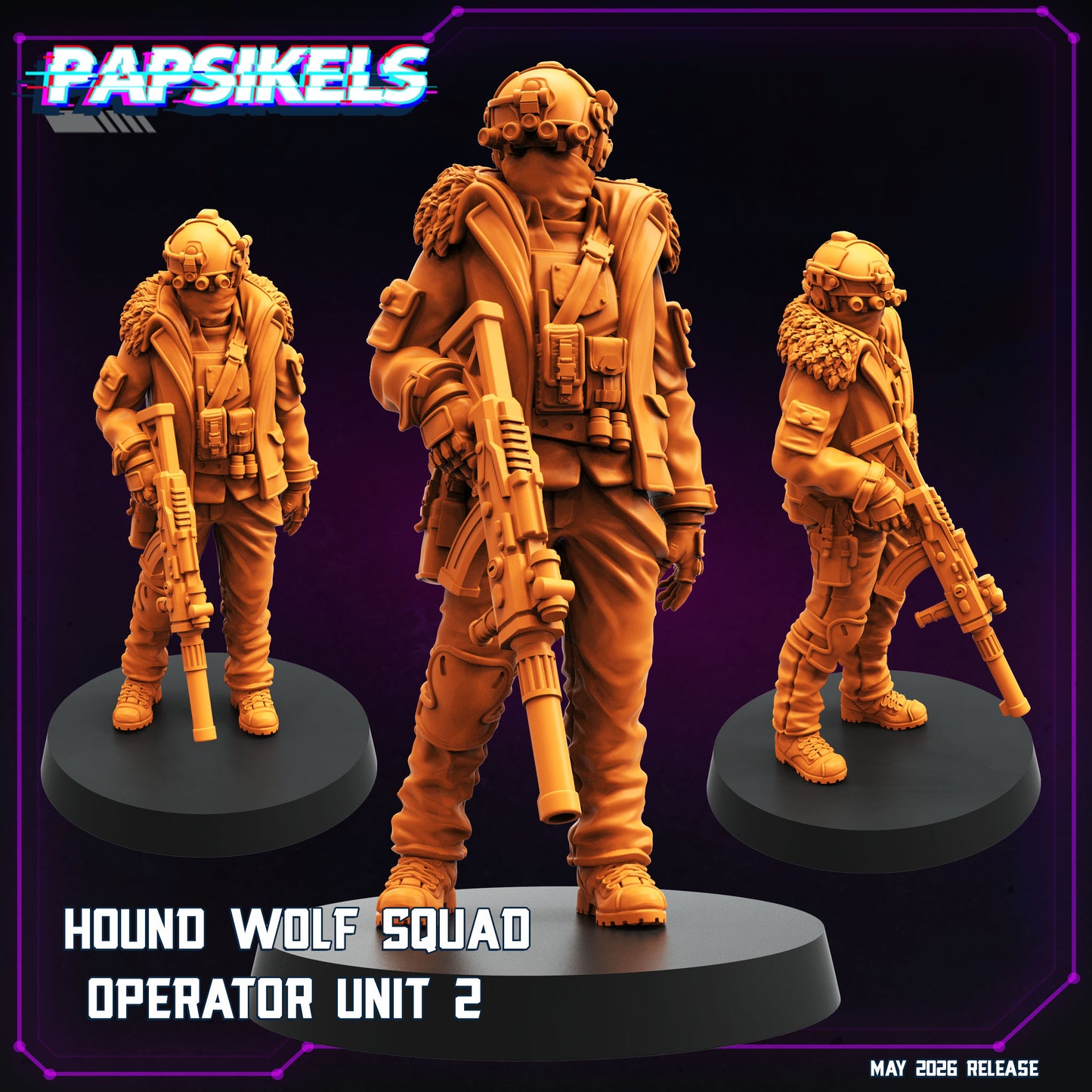 Hound Wolf Squad Operators Set 1 -32mm Scale Cyberpunk | Papsikels