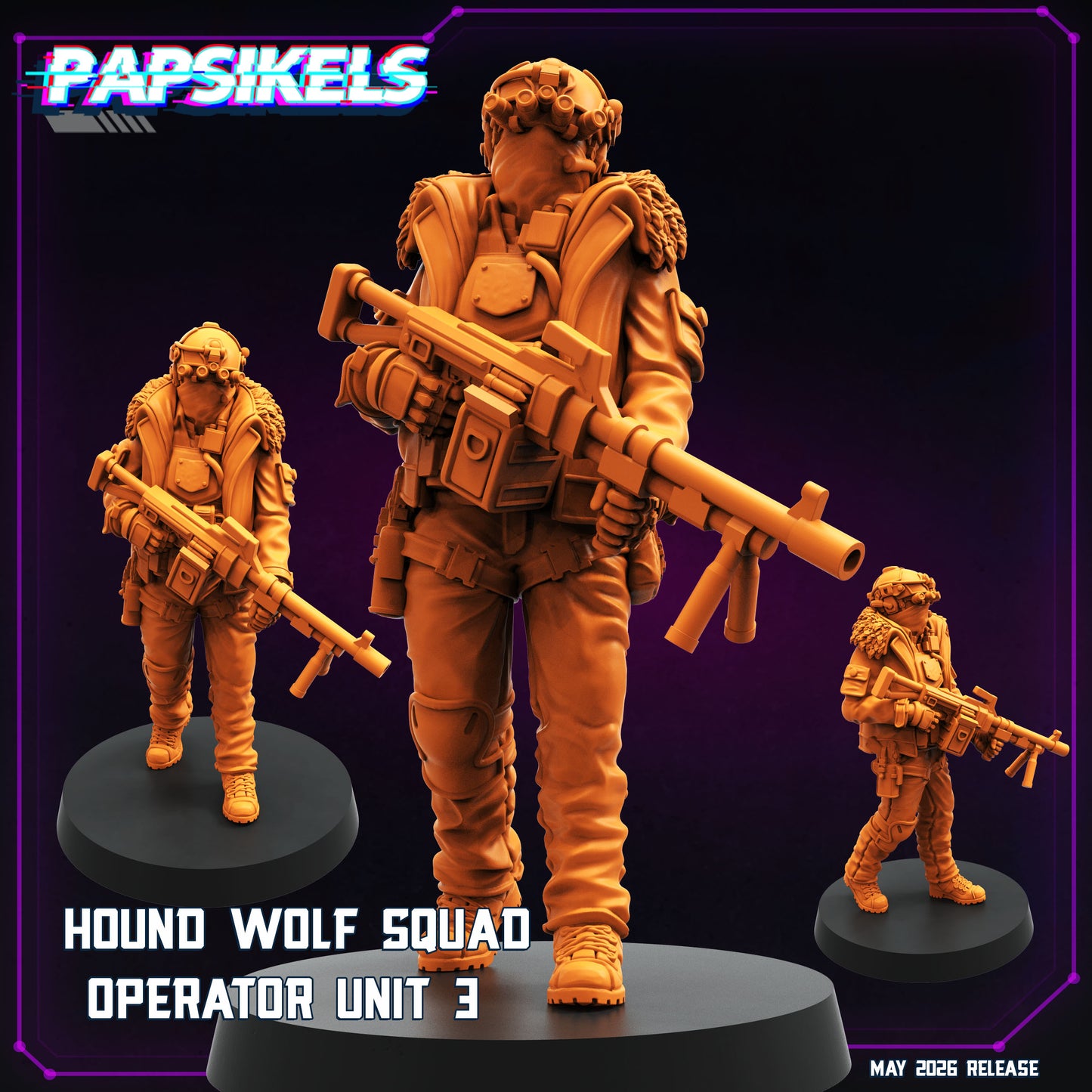 Hound Wolf Squad Operators Set 1 -32mm Scale Cyberpunk | Papsikels