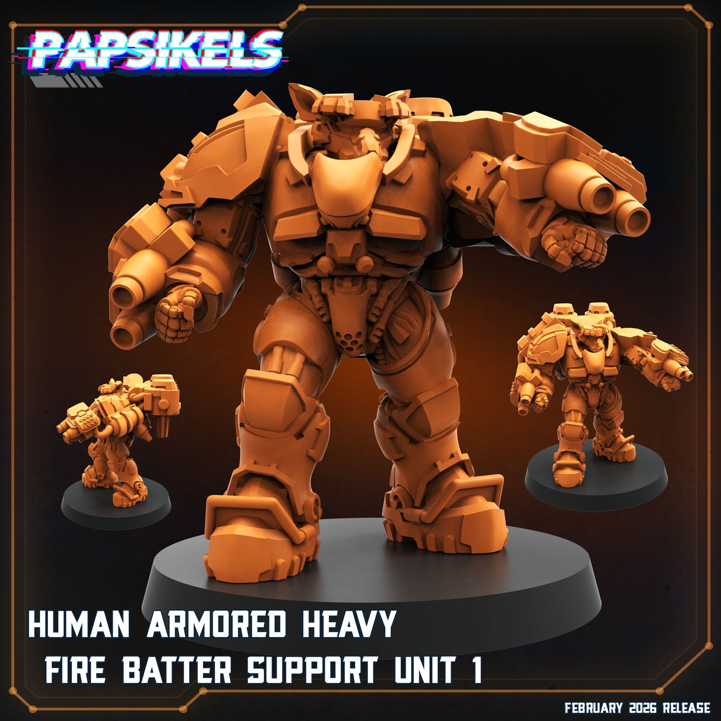 Heavy Fire Batter Support Units | 28mm+ Scale Miniature | Sci fi | Papsikels