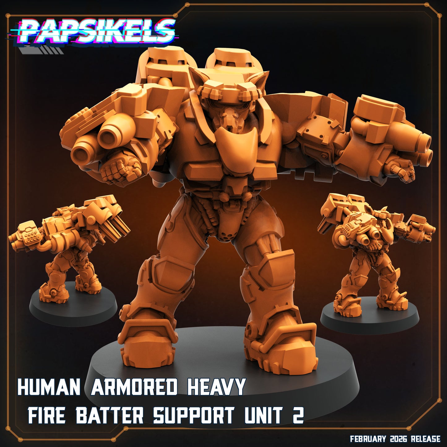 Heavy Fire Batter Support Units | 28mm+ Scale Miniature | Sci fi | Papsikels