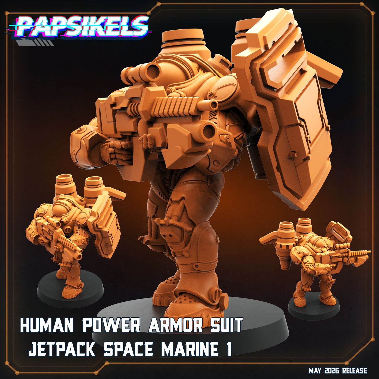 Human Power Armor Suit Jetpack Space Marines - 32mm Scale Sci Fi Starcraft | Papsikels