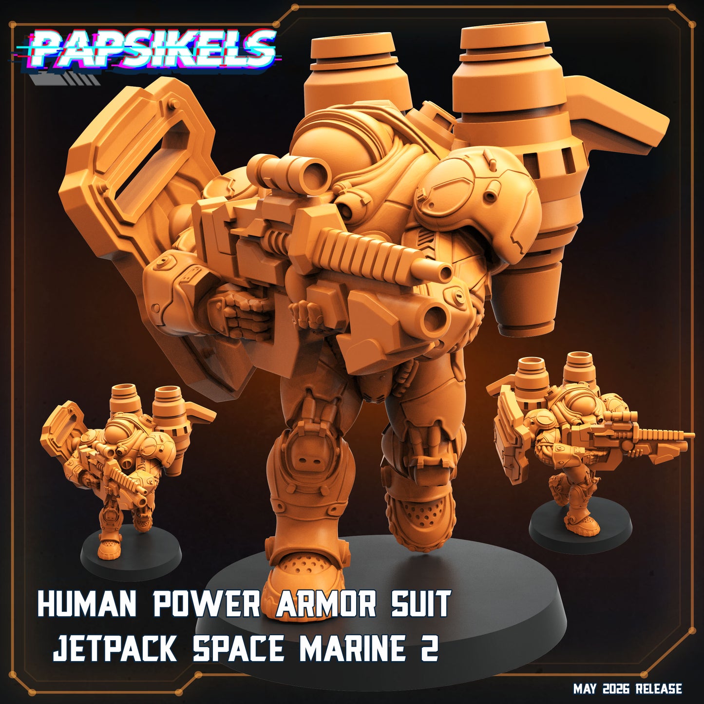 Human Power Armor Suit Jetpack Space Marines - 32mm Scale Sci Fi Starcraft | Papsikels