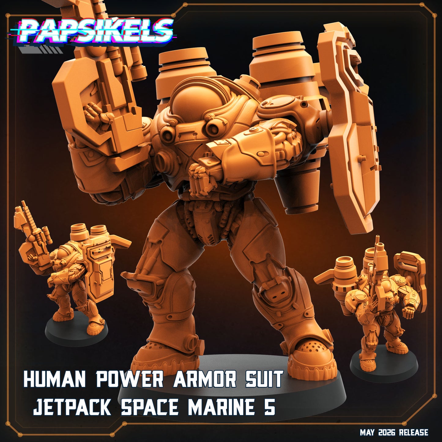 Human Power Armor Suit Jetpack Space Marines - 32mm Scale Sci Fi Starcraft | Papsikels
