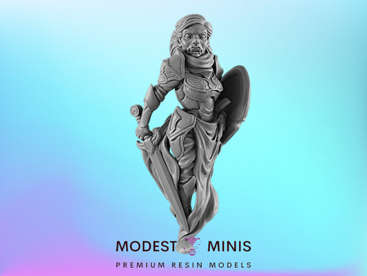 Paladin Halforc Female | 25mm - 75mm Scale | DnD | EC3D Fantasy Mini | Everyday Heroes