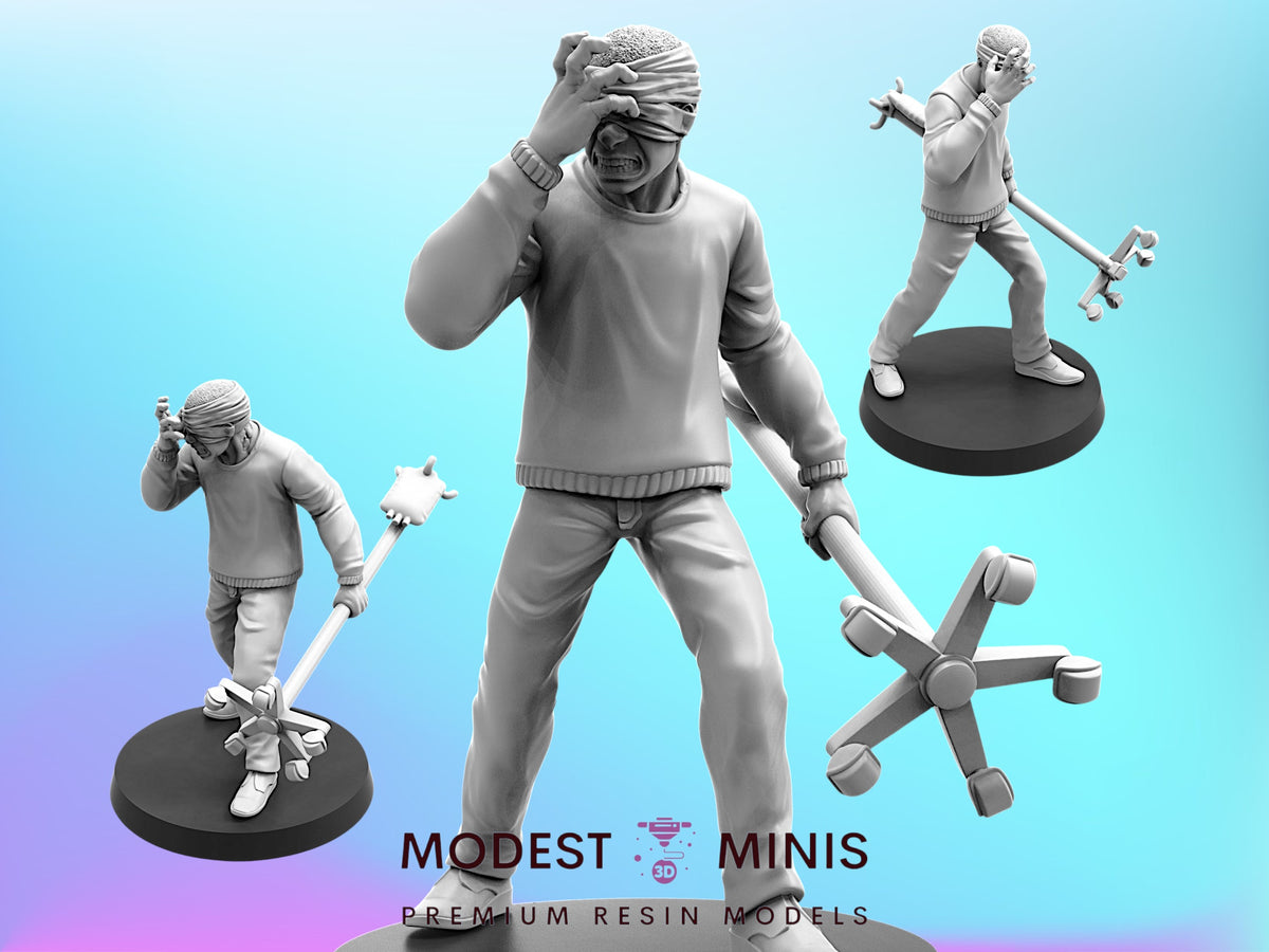 Cyber Zombie Headache Patient - 28mm - 100mm Scale Cyberpunk Necromunda Miniature | Papsikels