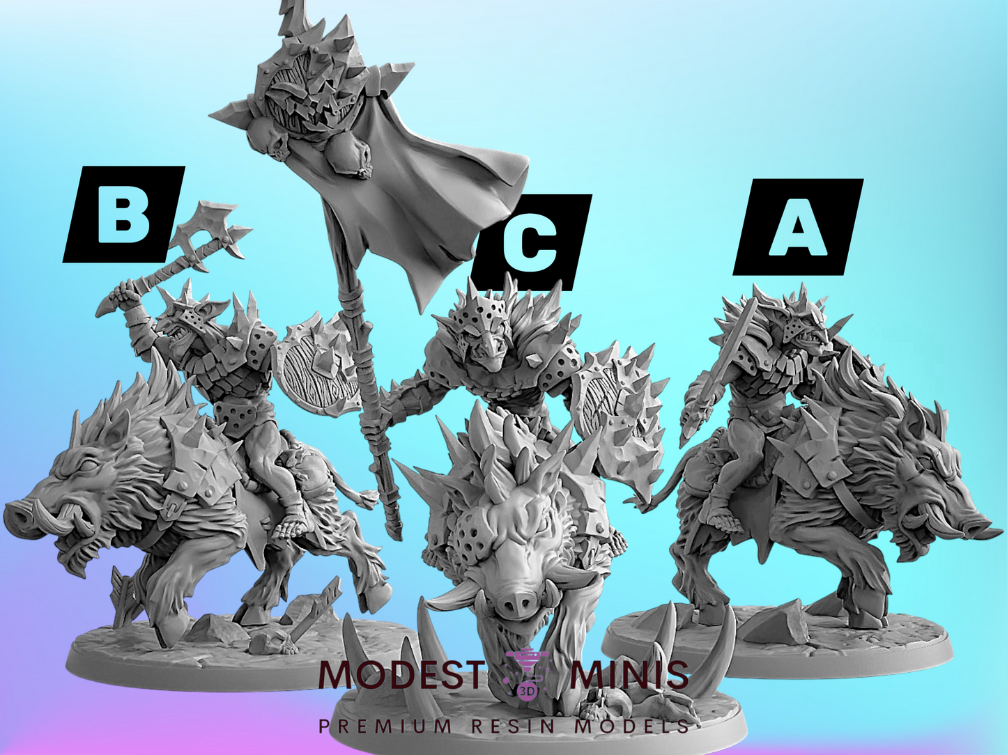 Razorbeast Riders | 28mm - 75mm Scale Resin Minis | DnD | Artisan Guild Blackrazor Hobgoblins