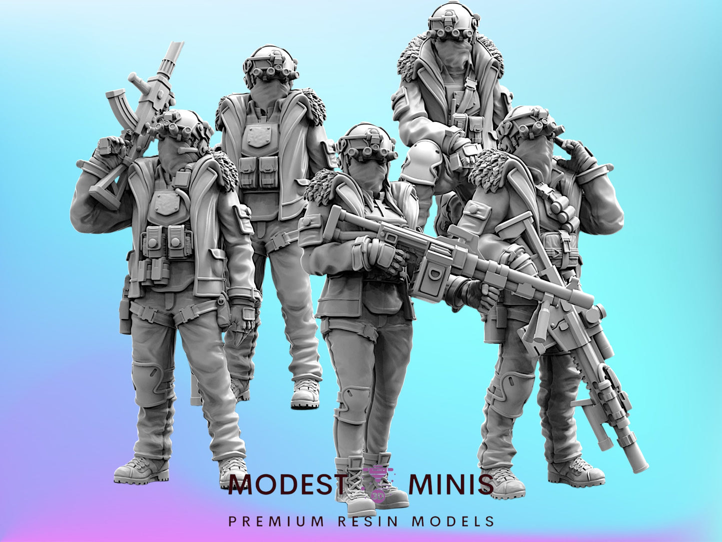 Hound Wolf Squad Operators Set 2 -32mm Scale Cyberpunk | Papsikels