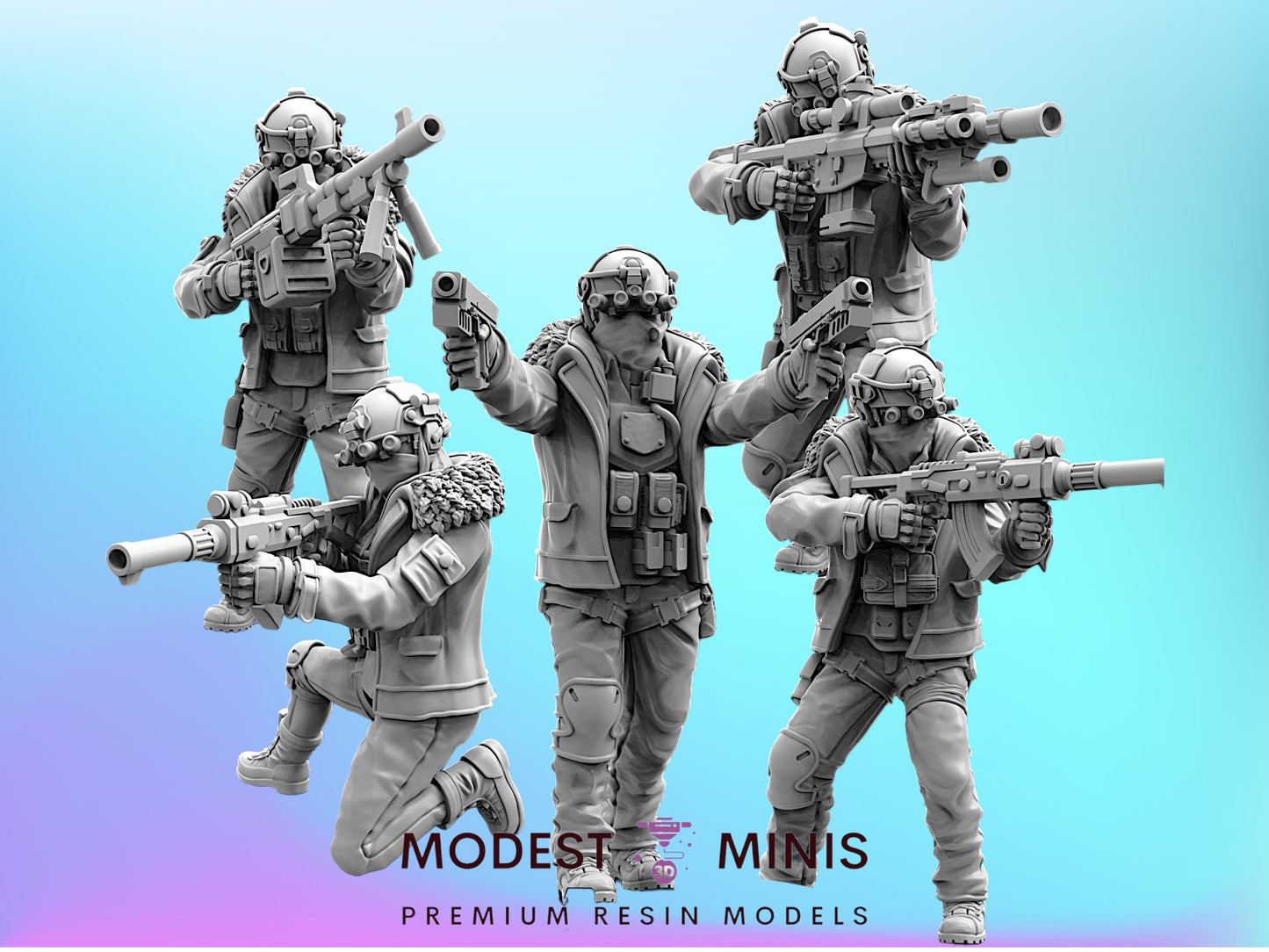 Hound Wolf Squad Operators Set 3 -32mm Scale Cyberpunk | Papsikels