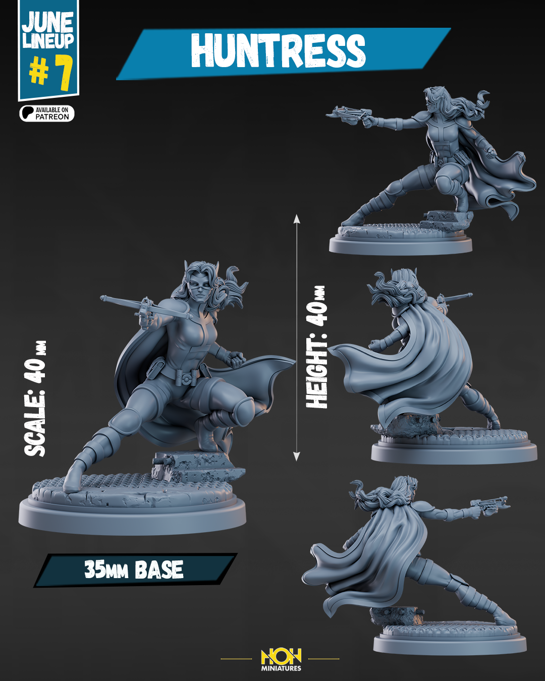 Huntress | 32mm - 40mm Mini | Crisis Protocol Proxy | Superhero | Hall of Heroes