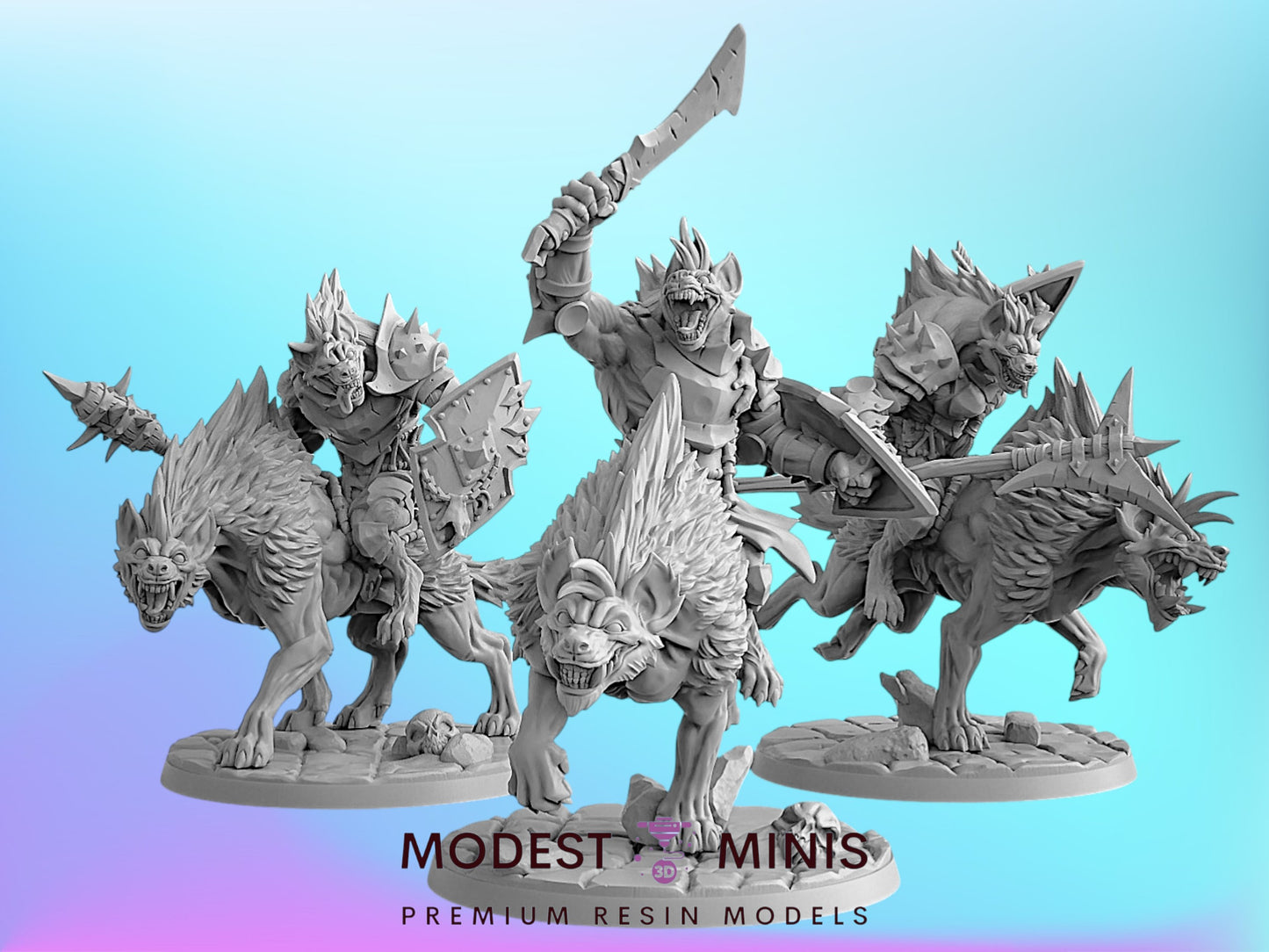 Hyenafiend Riders | 28mm - 75mm Scale Resin Minis | DnD | Artisan Guild Bonegnashers