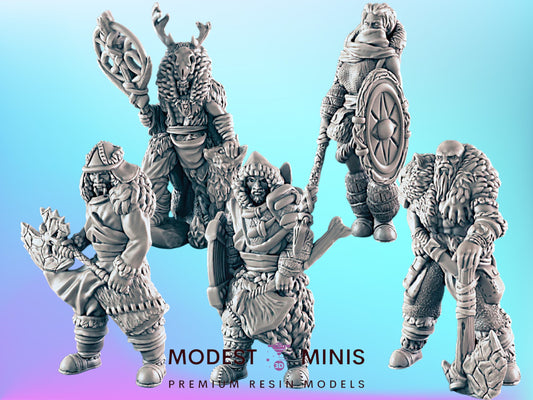 5pc Ice Tribe | 25mm - 75mm Scale | DnD | EC3D Fantasy Mini