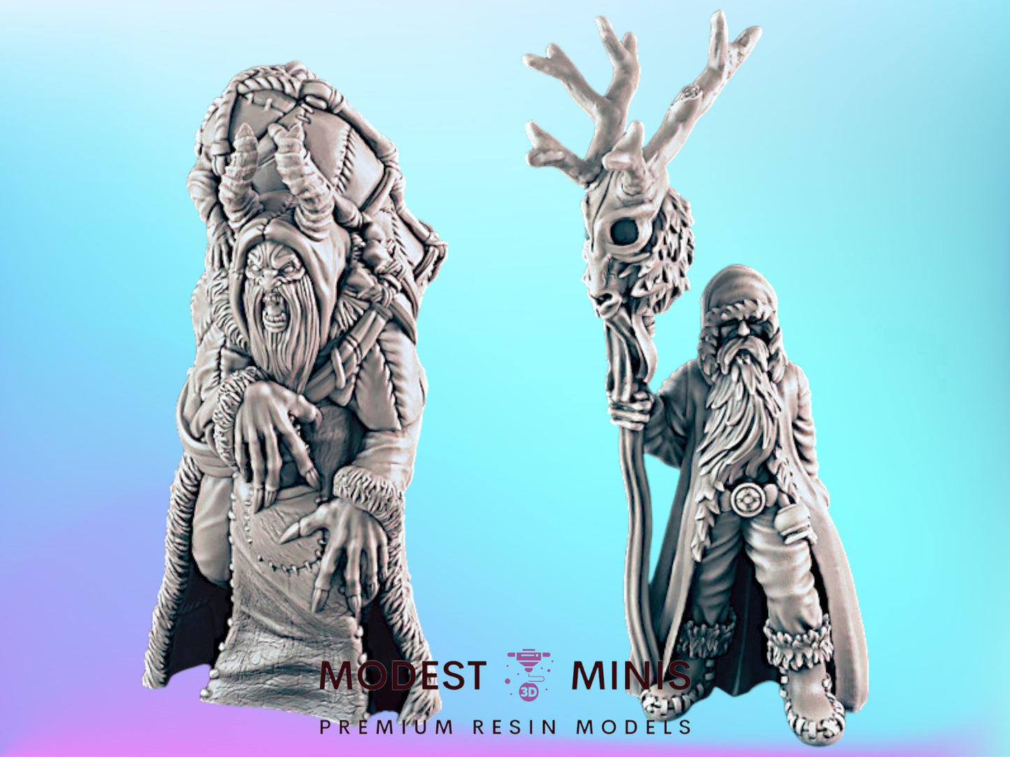 Krampus and Klaus | 25mm - 75mm Scale | DnD | EC3D Fantasy Mini