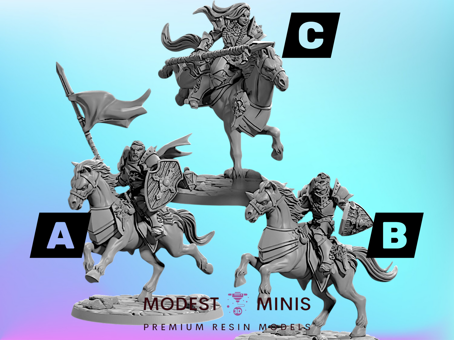 Fighters Guild Riders | 28mm - 75mm Scale Resin Minis | DnD | Frostgrave Artisan Guild