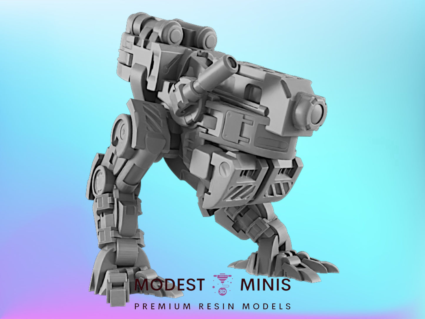 Large Security Mech | 25mm - 75mm Scale | DnD | EC3D Cyberpunk Mini | Ghost City