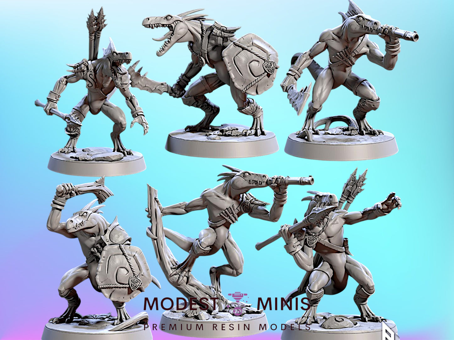 Lizardling Unit 1 | 28mm - 75mm Scale Resin Minis | DnD | Frostgrave Artisan Guild Falgor Swamp