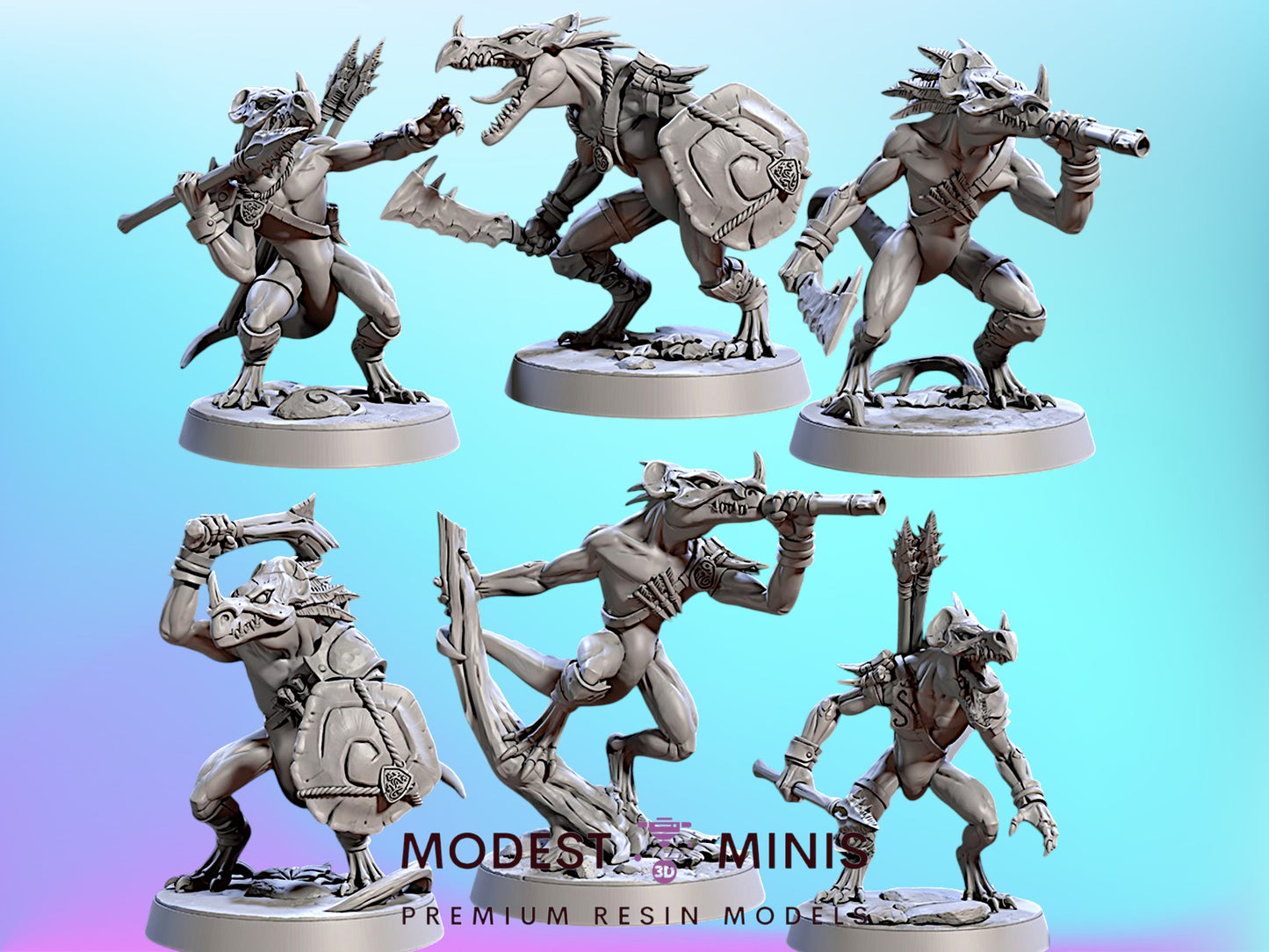 Lizardling Unit 1 | 28mm - 75mm Scale Resin Minis | DnD | Frostgrave Artisan Guild Falgor Swamp