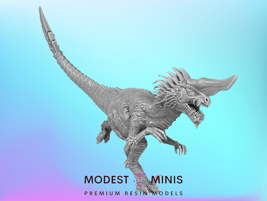 Long Horn Raptor Attacking | 15mm - 40mm Scale Dinosaur Miniature | DnD Frostgrave Mini | Epic