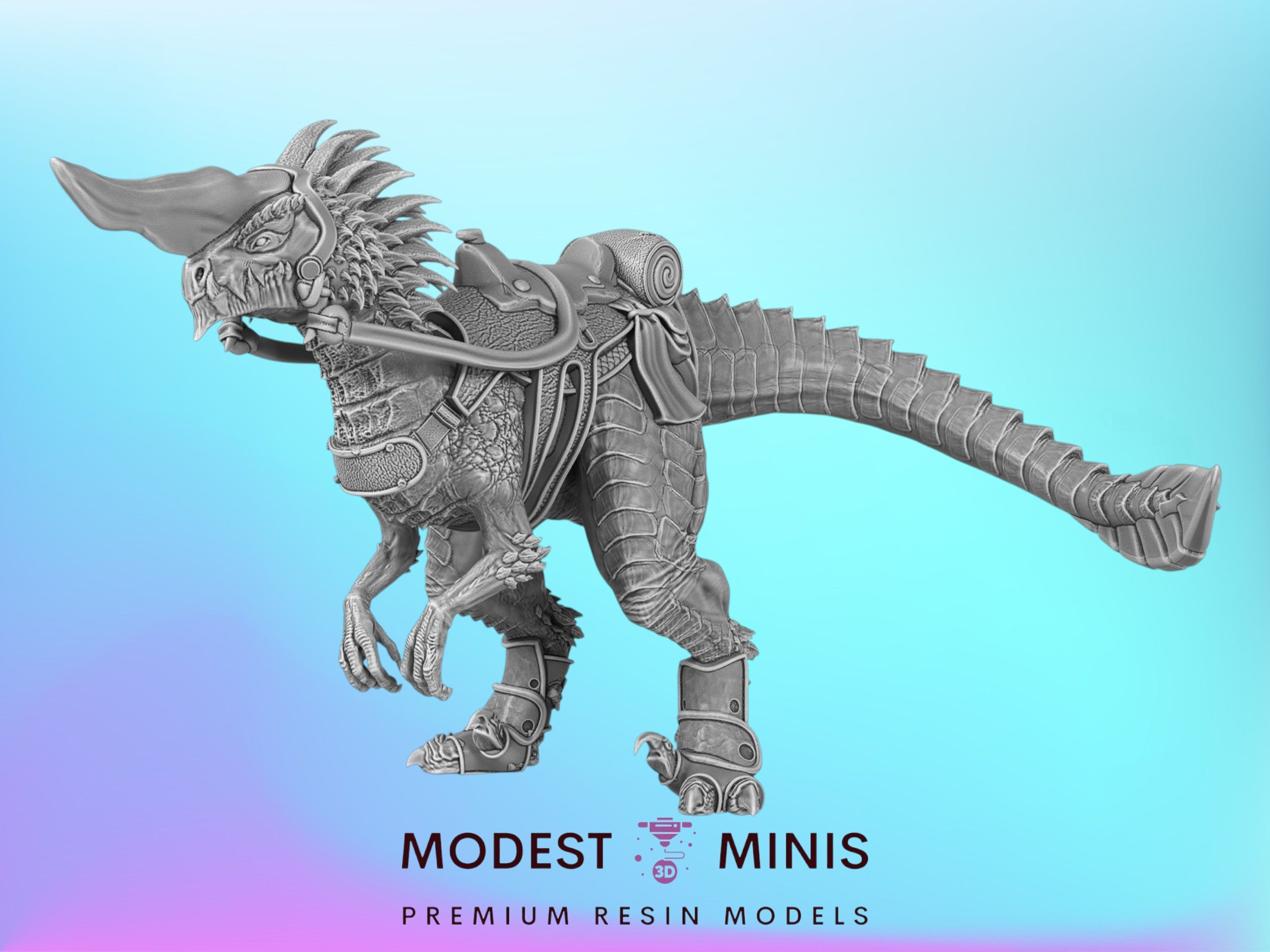 Long Horn Raptor Mount | 15mm - 40mm Scale Dinosaur Miniature | DnD Fr ...
