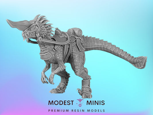 Long Horn Raptor Mount | 15mm - 40mm Scale Dinosaur Miniature | DnD Frostgrave Mini | Epic