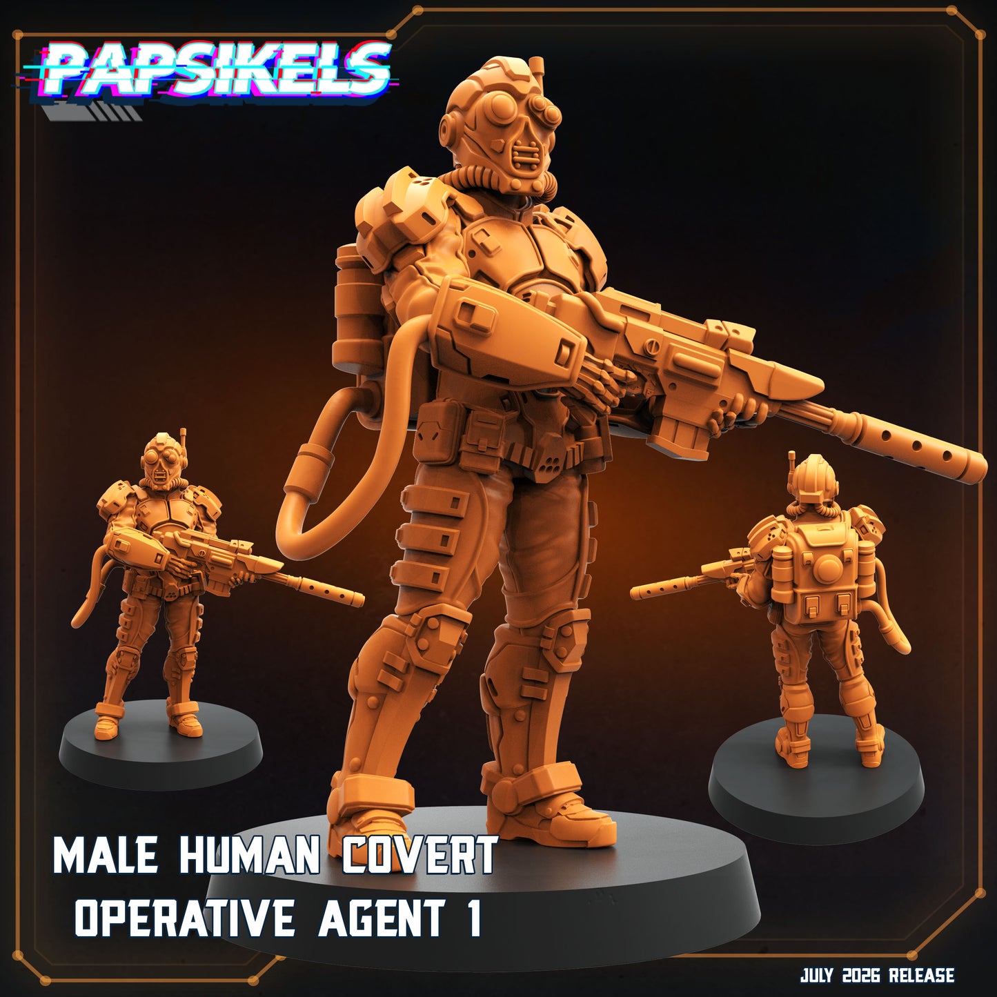 Male Human Covert Operative Agent 1-5 -32mm Scale Cyberpunk | Papsikels