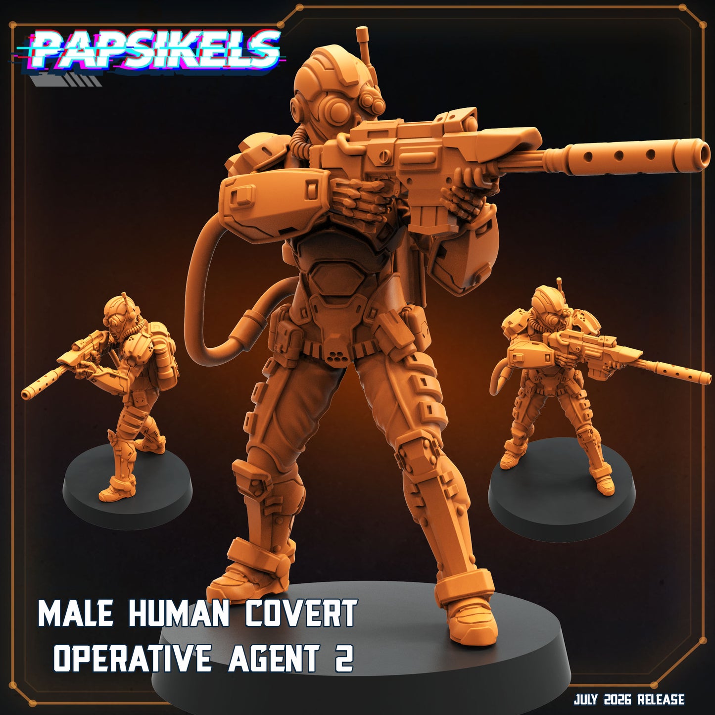Male Human Covert Operative Agent 1-5 -32mm Scale Cyberpunk | Papsikels