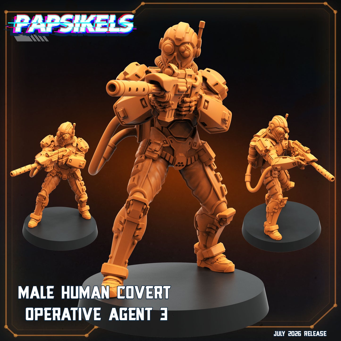 Male Human Covert Operative Agent 1-5 -32mm Scale Cyberpunk | Papsikels