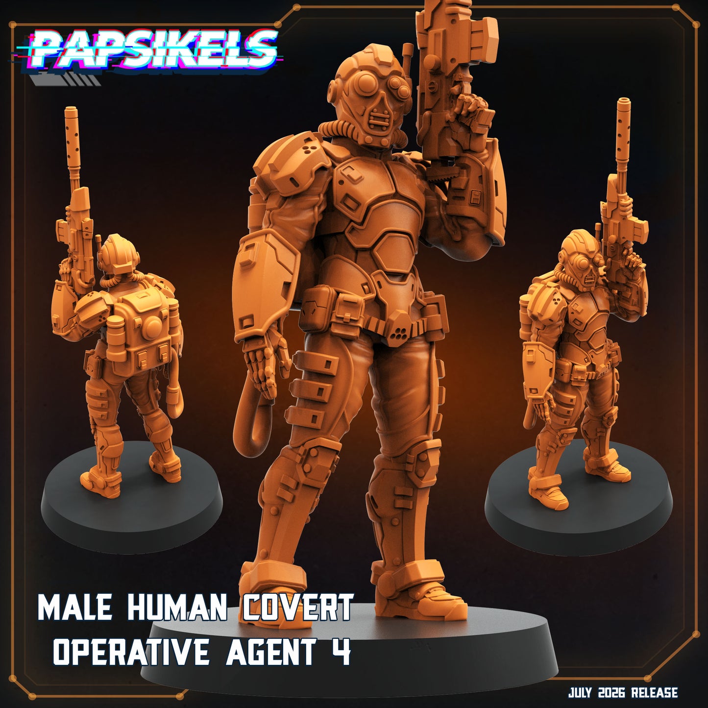 Male Human Covert Operative Agent 1-5 -32mm Scale Cyberpunk | Papsikels