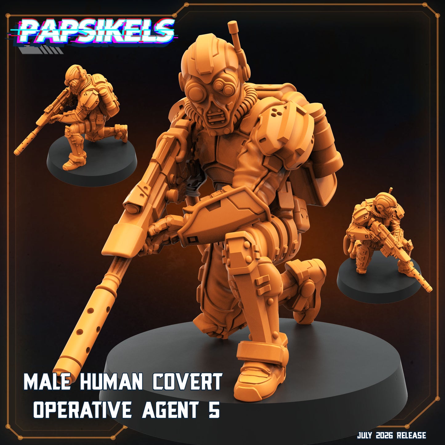 Male Human Covert Operative Agent 1-5 -32mm Scale Cyberpunk | Papsikels