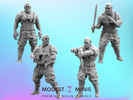 Militia Gang Leader - 28mm+ Scale Miniature | Sci fi | Cyberpunk | Papsikels