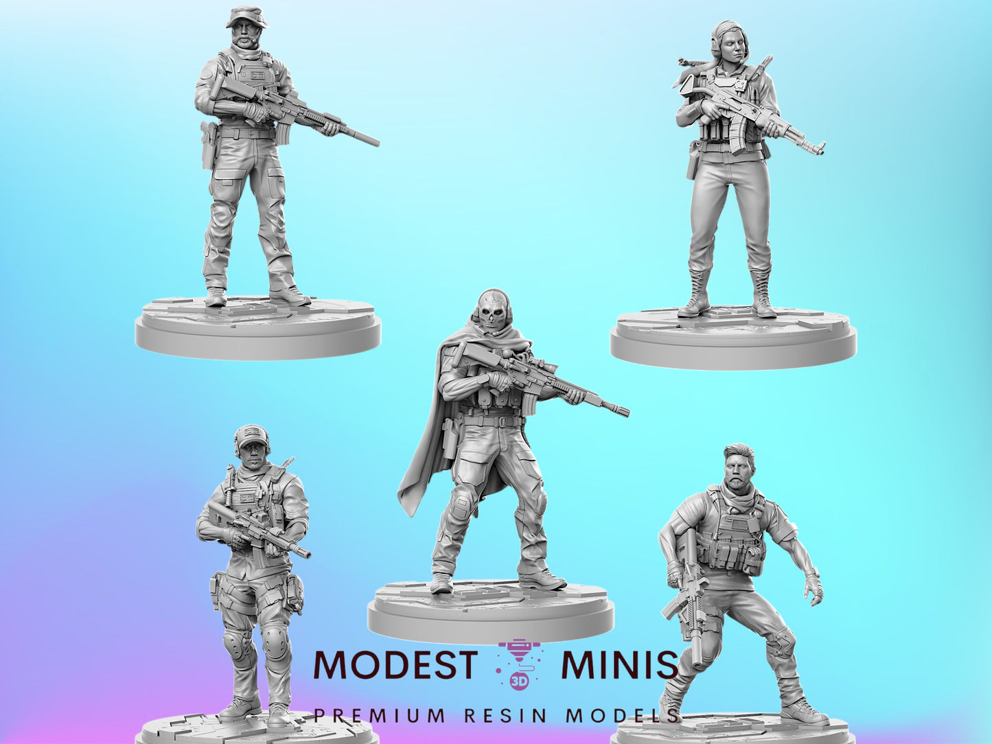 5pc Modern Warfare 1 - 28mm Scale Resin Military Miniature | Zona Alfa | Spectre Ops RN Estudio