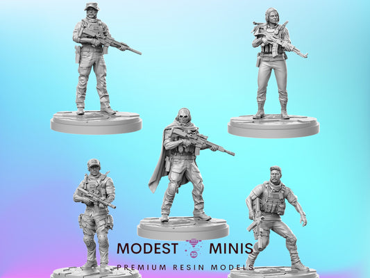 5pc Modern Warfare 1 - 28mm Scale Resin Military Miniature | Zona Alfa | Spectre Ops RN Estudio
