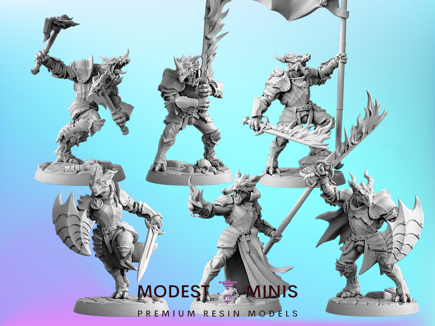 Modular Dragonguard | 28mm - 75mm Scale Resin Minis | DnD | Artisan Guild Dragonborn