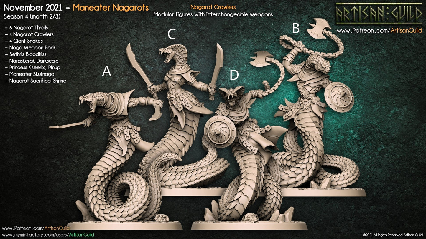 Nagarot Crawlers Yuan Ti | 28mm - 75mm Scale Resin Minis | DnD | Frostgrave Artisan Maneater Nagarot (Copy)
