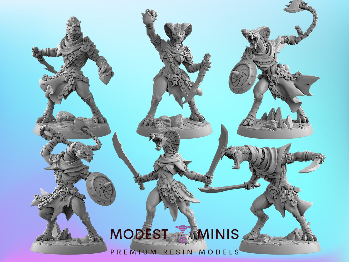 Nagarot Thralls | 28mm - 75mm Scale Resin Minis | DnD | Frostgrave Artisan Guild Maneater Nagarots