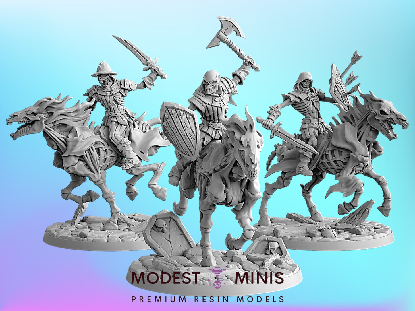 Oldburg Nightmare Skeletons | 28mm - 75mm Scale Resin Minis | DnD | Artisan Guild