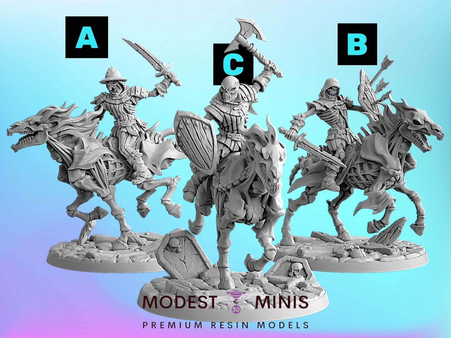 Oldburg Nightmare Skeletons | 28mm - 75mm Scale Resin Minis | DnD | Artisan Guild