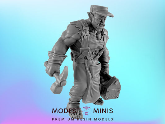 Orc Worker | 25mm to 100mm Steampunk Mini | DnD | EC3D