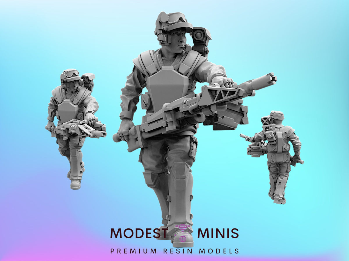 Colonial Marine Gunner PVT Robert - 28mm - 100mm Scale Alien Miniature  | Papsikels