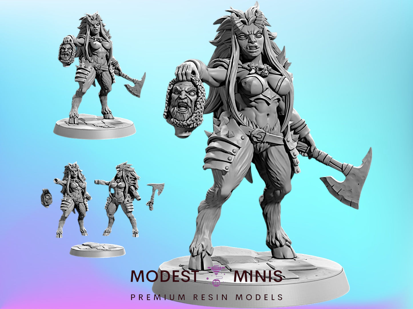 Mandriarg Goatfolk Pinup | 28mm - 75mm Scale Resin Minis | DnD | Frostgrave Artisan Guild Rise of the Beastmen