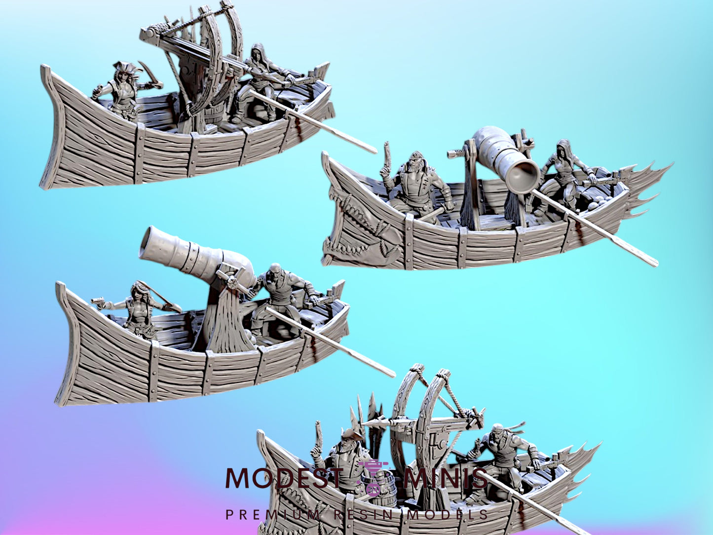 Pirate Reaver Skiff | 28mm - 75mm Scale Resin Minis | DnD | Frostgrave Artisan Coast Reavers